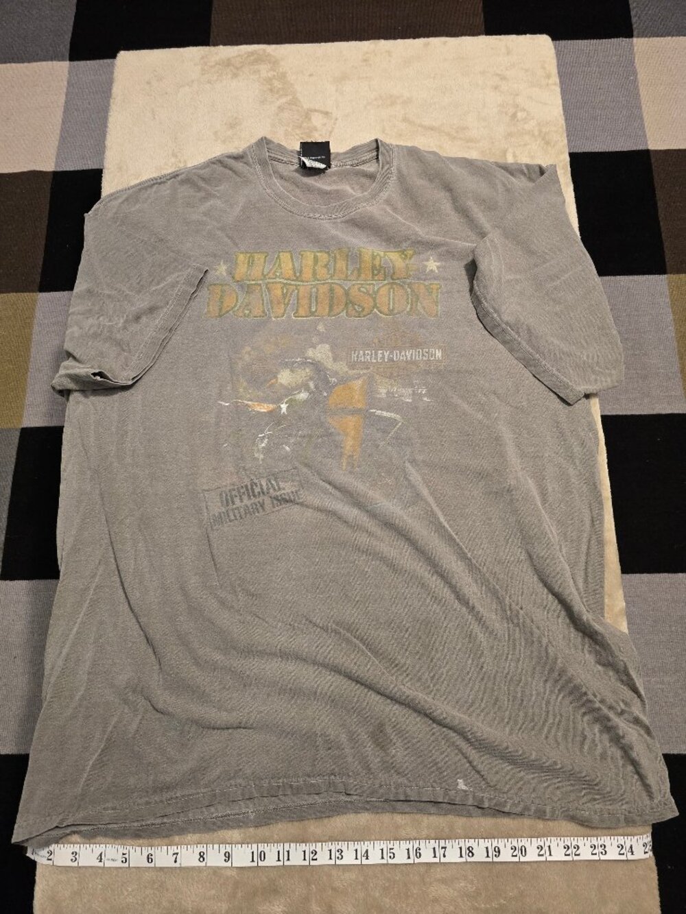 Harley Davidson Military Graphic Tee 2XL Gray Montreal QC Dealer Shirt Read Flaw
